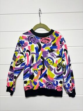 Nike Neon Brushstroke Graphic Crewneck Sweatshirt Size 6 /M